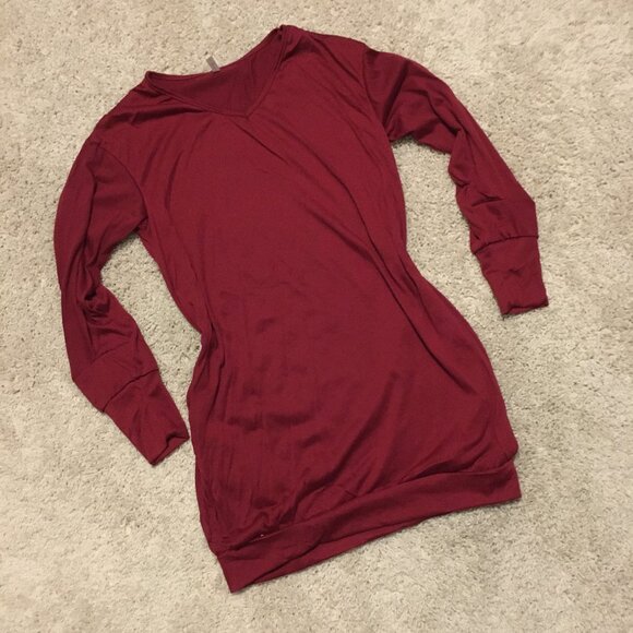 Lucky Burgundy Long Sleeve Bubble Hem Jersey Top - Picture 10 of 14